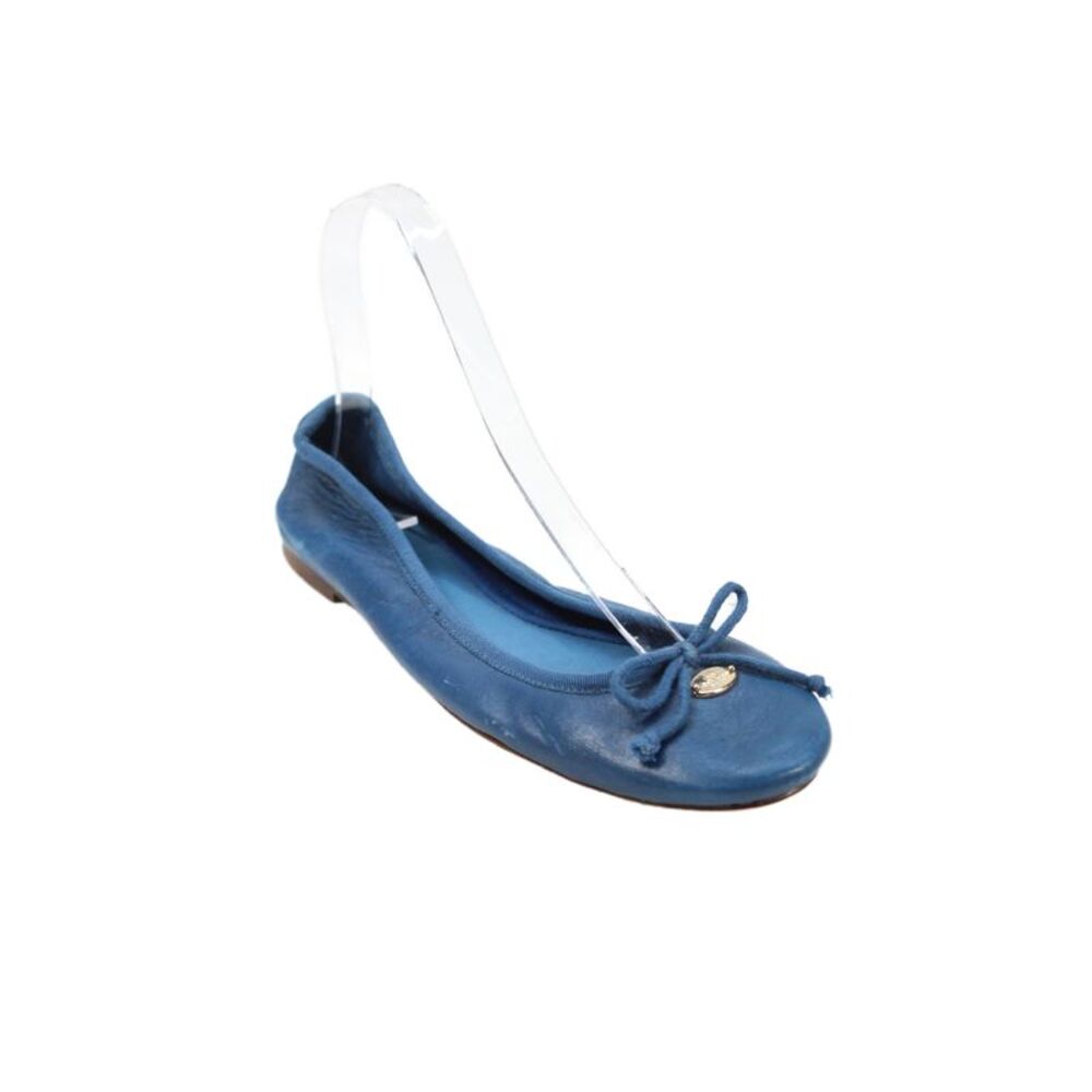 Coach Womens Leather Bow Slip-On Ballet Flats Blue Size 6.5